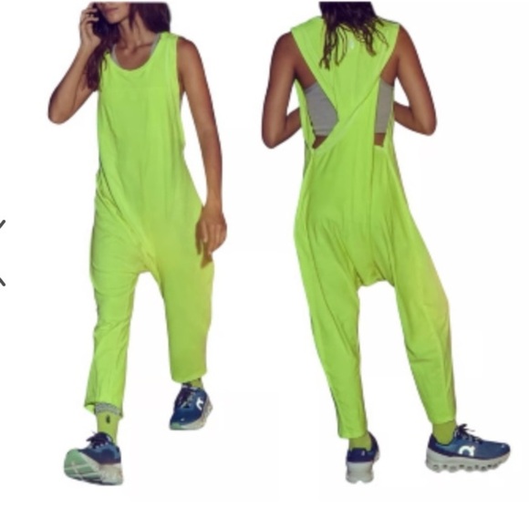 free people movement Pants - NWT FREE PEOPLE Movement Hot Shot Twisted Onesie Sour Citrus Size Large